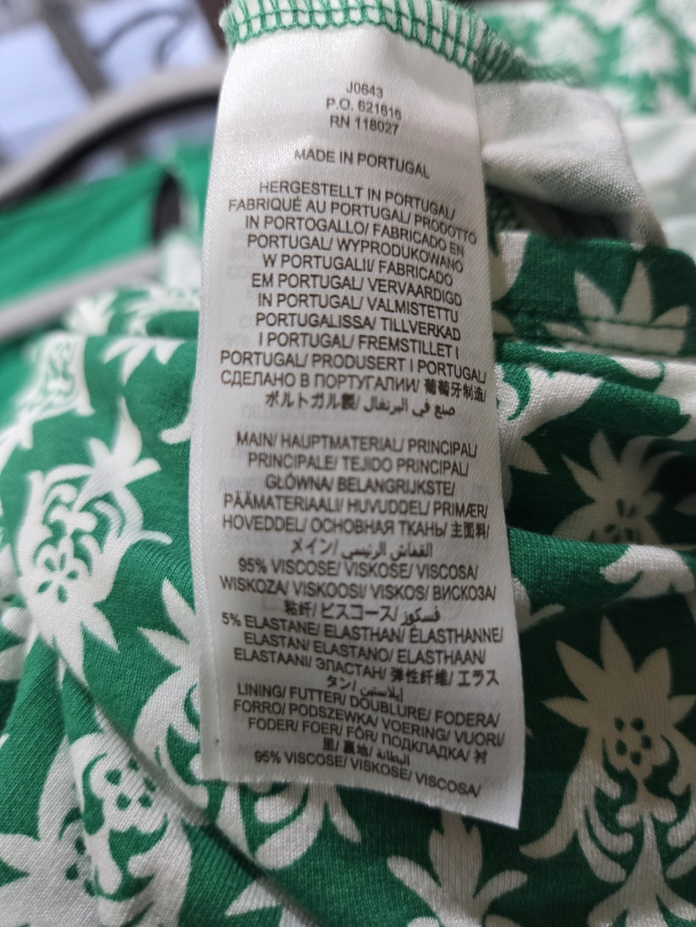 Boden Green & White Printed V-Neck Tie-Waist Jumpsuit - Picture 5 of 8